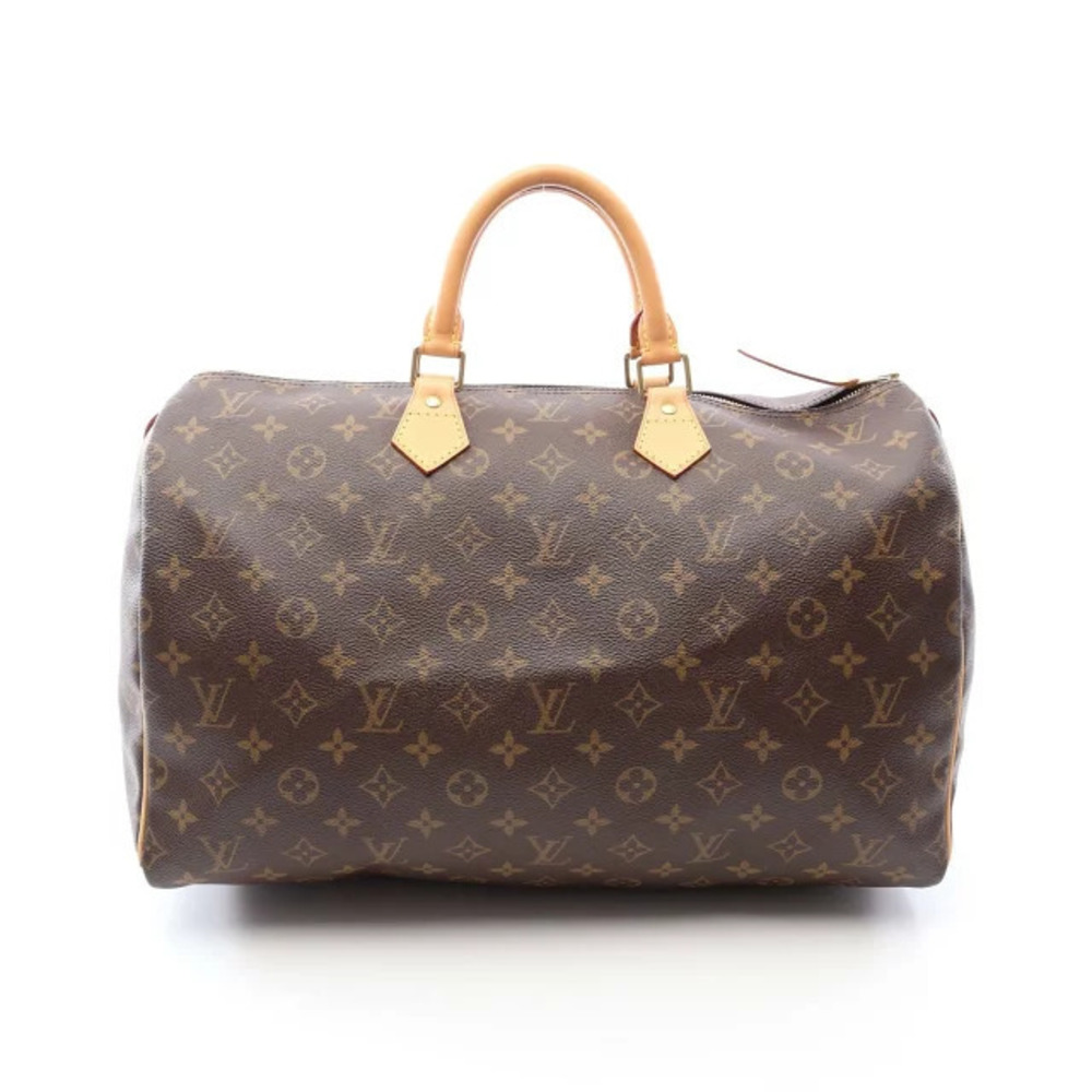 Louis Vuitton Speedy Handbag Canvas Leather Monogram Brown